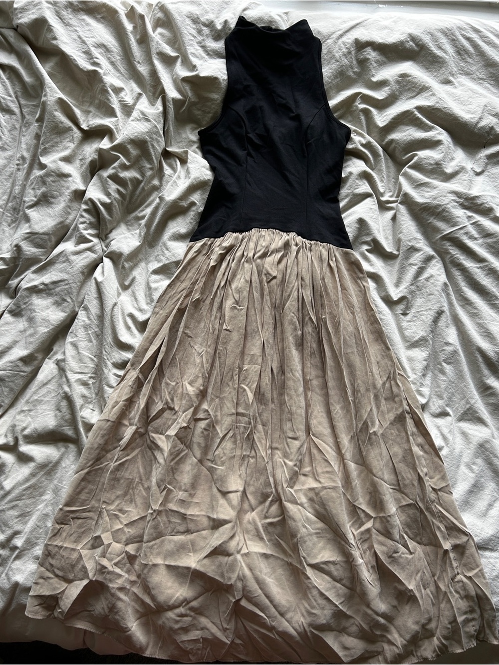 Maeve Black Bodice with Beige Maxi Skirt Two-Tone Dress XXS
